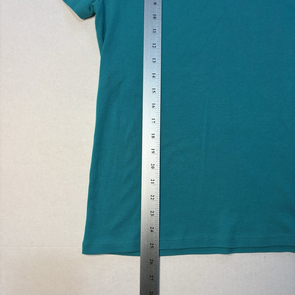 Lauren Ralph Lauren Tee Women Large Short Sleeve Teal Cotton Crew Neck Top - Picture 5 of 6